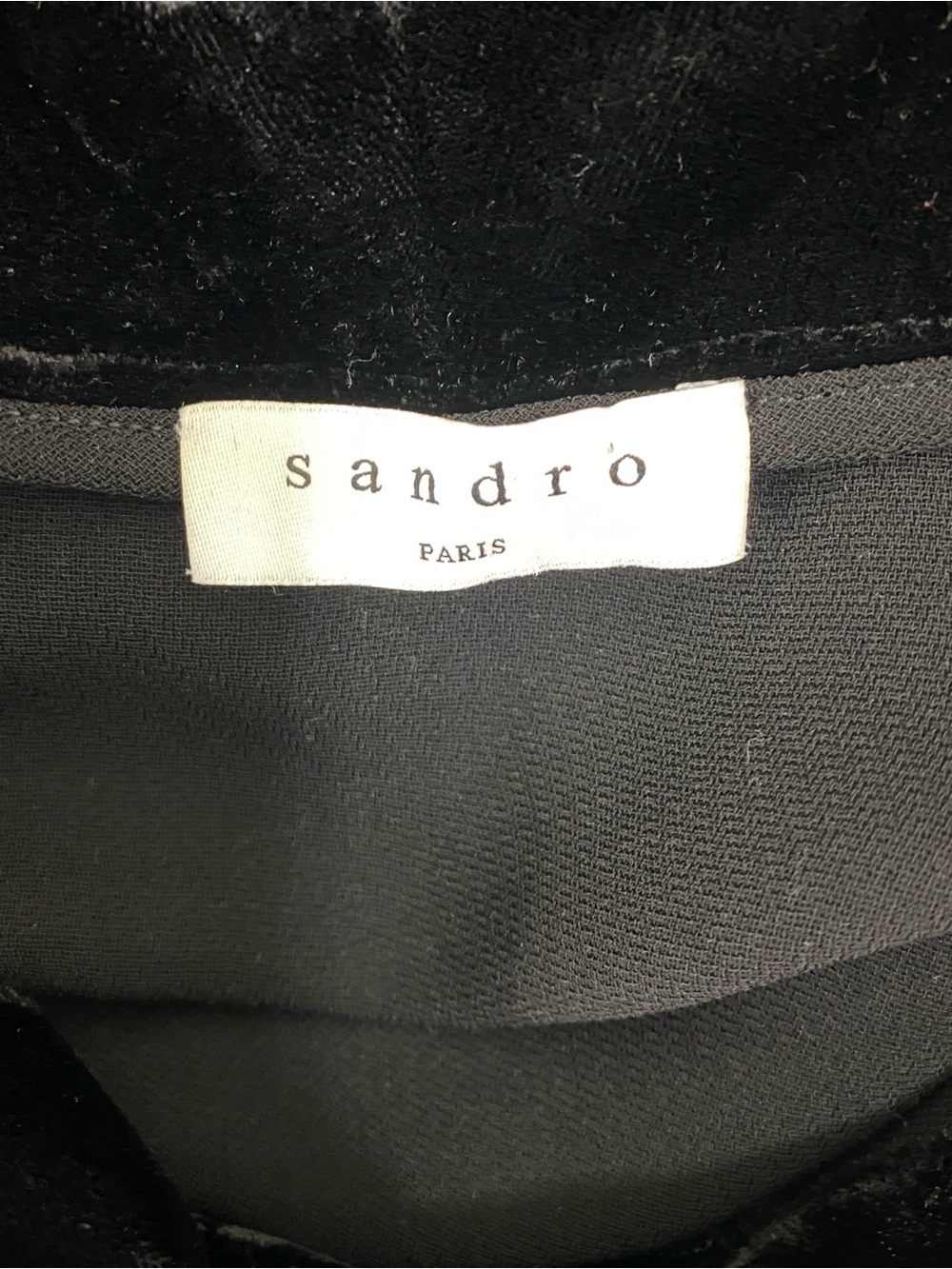 Sandro Paris Black Velvet Collar Button-Front Tuxedo Mini Dress - Picture 3 of 8